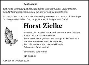 Traueranzeige von Horst Zielke von Haff-Zeitung