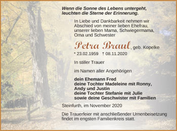 Traueranzeige von Petra Braul von Prenzlauer Zeitung