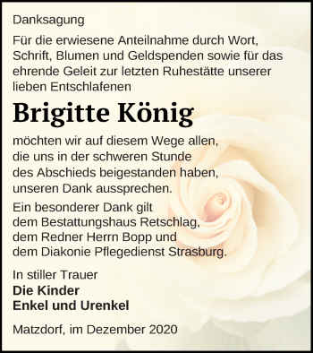 Traueranzeige von Brigitte König von Pasewalker Zeitung