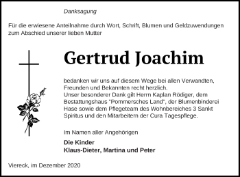 Traueranzeige von Gertrud Joachim von Haff-Zeitung