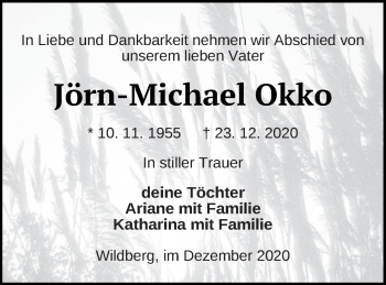 Traueranzeige von Jörn-Michael Okko Okko von Neubrandenburger Zeitung