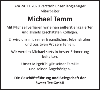 Traueranzeige von Michael Tamm von Hagenower Kreisblatt