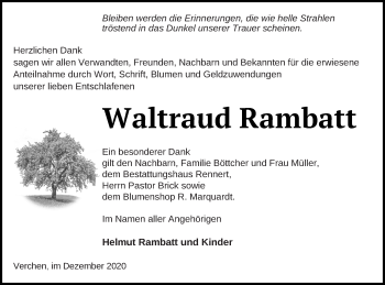 Traueranzeige von Waltraud Rambatt von Demminer Zeitung