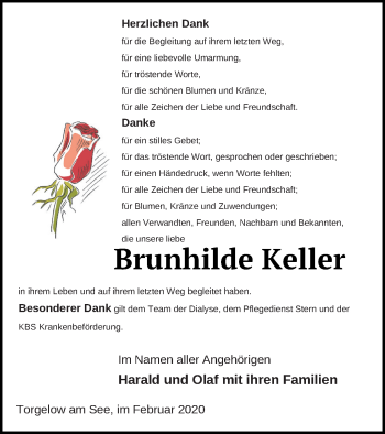 Traueranzeige von Brunhilde Keller von Müritz-Zeitung