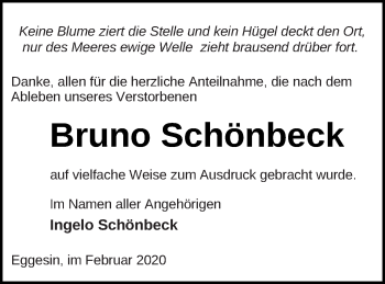 Traueranzeige von Bruno Schönbeck von Haff-Zeitung