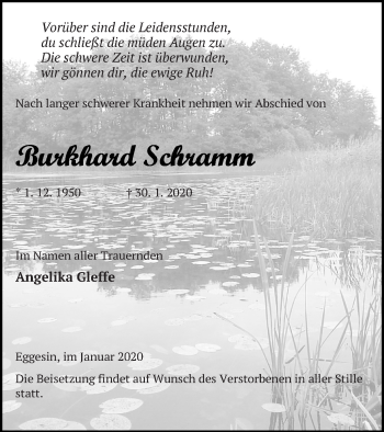 Traueranzeige von Burkhard Schramm von Haff-Zeitung