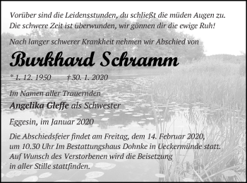 Traueranzeige von Burkhard Schramm von Prenzlauer Zeitung