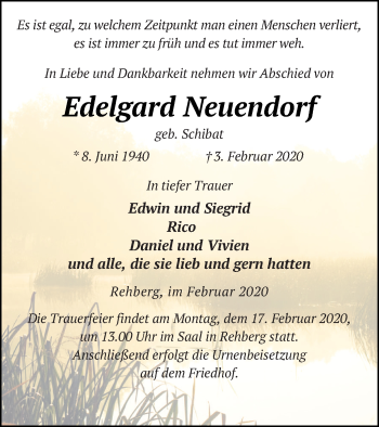 Traueranzeige von Edelgard Neuendorf von Strelitzer Zeitung