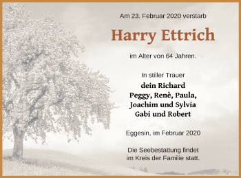 Traueranzeige von Harry Ettrich von Haff-Zeitung