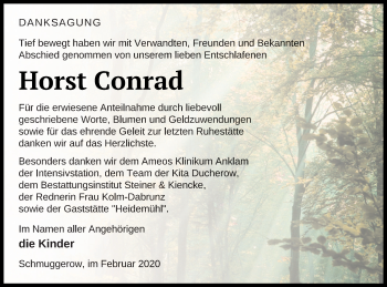 Traueranzeige von Horst Conrad von Vorpommern Kurier