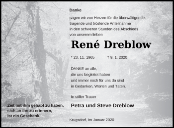 Traueranzeige von René Dreblow von Pasewalker Zeitung