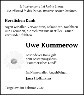 Traueranzeige von Uwe Kummerow von Haff-Zeitung