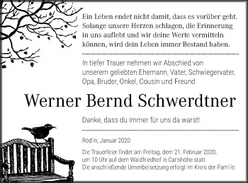 Traueranzeige von Werner Bernd Schwerdtner von Strelitzer Zeitung