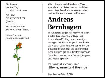 Traueranzeige von Andreas Bernhagen von Mecklenburger Schweiz