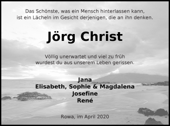 Traueranzeige von Jörg Christ von Neubrandenburger Zeitung