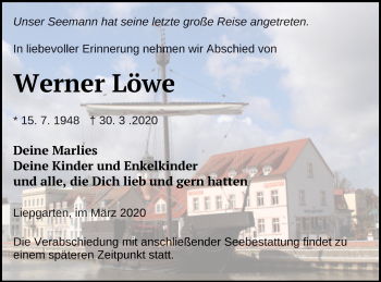 Traueranzeige von Werner Löwe von Haff-Zeitung