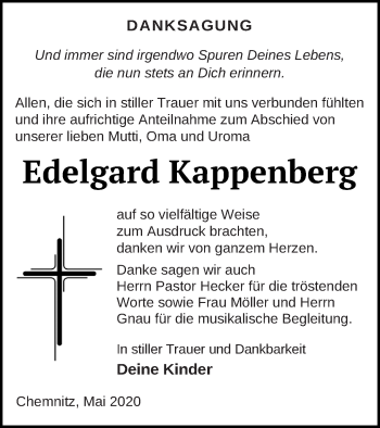 Traueranzeige von Edelgard Kappenberg von Neubrandenburger Zeitung