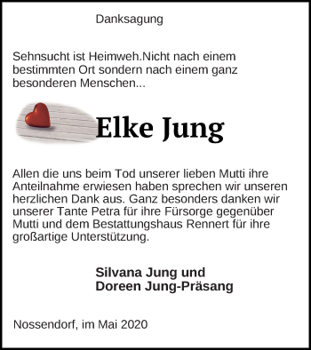 Traueranzeige von Elke Jung von Demminer Zeitung