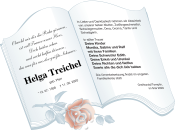 Traueranzeige von Helga Treichel von Templiner Zeitung