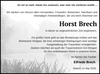Traueranzeige von Horst Brech von Müritz-Zeitung
