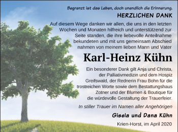 Traueranzeige von Karl-Heinz Kühn von Vorpommern Kurier