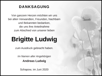 Traueranzeige von Brigitte Ludwig von Prenzlauer Zeitung