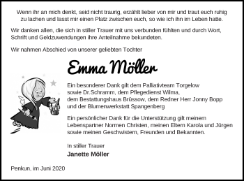 Traueranzeige von Emma Möller von Pasewalker Zeitung