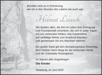 Traueranzeige von Helmut Lausch von Pasewalker Zeitung