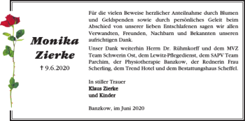 Traueranzeige von Monika Zierke von Zeitung für die Landeshauptstadt