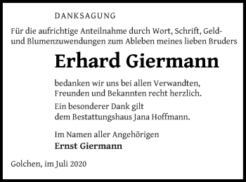 Traueranzeige von Erhard Giermann von Neubrandenburger Zeitung