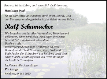 Traueranzeige von Ralf Schumacher von Neubrandenburger Zeitung