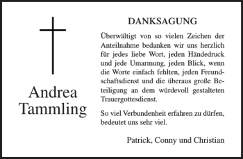 Traueranzeige von Andrea Tammling von Norddeutsche Neueste Nachrichten