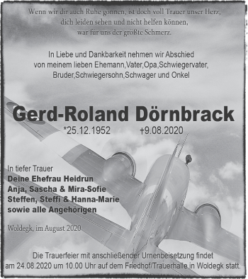 Traueranzeige von Gerd-Roland Dörnbrack von Vorpommern Kurier