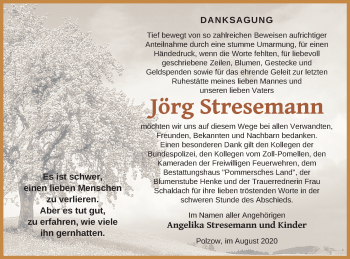 Traueranzeige von Jörg Stresemann von Pasewalker Zeitung