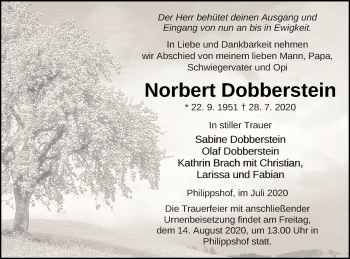 Traueranzeige von Norbert Dobberstein von Demminer Zeitung