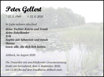 Traueranzeige von Peter Gellert von Haff-Zeitung