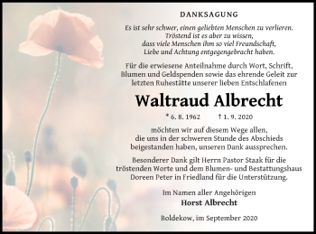 Traueranzeige von Waltraud Albrecht von Vorpommern Kurier