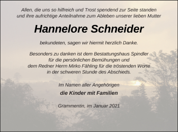 Traueranzeige von Hannelore Schneider von Mecklenburger Schweiz