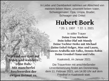 Traueranzeige von Hubert Bork von Prenzlauer Zeitung