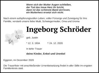 Traueranzeige von Ingeborg Schröder von Haff-Zeitung