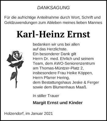 Traueranzeige von Karl-Heinz Ernst von Prenzlauer Zeitung