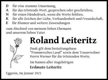 Traueranzeige von Roland Leiteritz von Haff-Zeitung