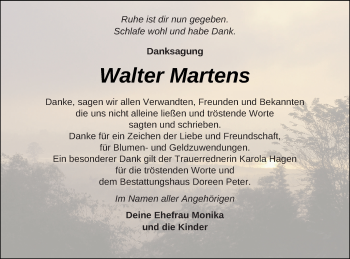 Traueranzeige von Walter Martens von Neubrandenburger Zeitung