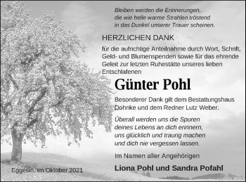 Traueranzeige von Günter Pohl von Haff-Zeitung