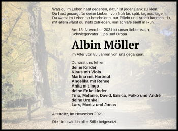 Traueranzeige von Albin Möller von Strelitzer Zeitung