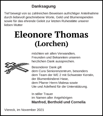 Traueranzeige von Eleonore Thomas von Haff-Zeitung