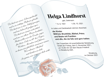 Traueranzeige von Helga Lindhorst von Pasewalker Zeitung