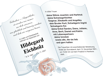 Traueranzeige von Hildegard Eichholz von Müritz-Zeitung