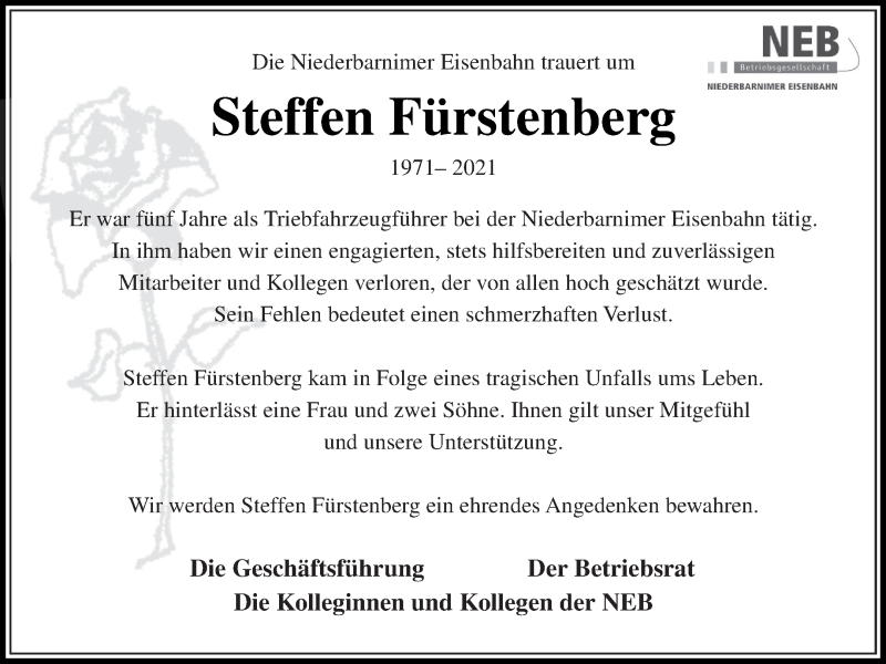  Traueranzeige für Steffen Fürstenberg vom 02.11.2021 aus Templiner Zeitung