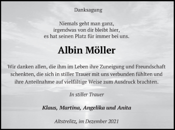 Traueranzeige von Albin Möller von Strelitzer Zeitung